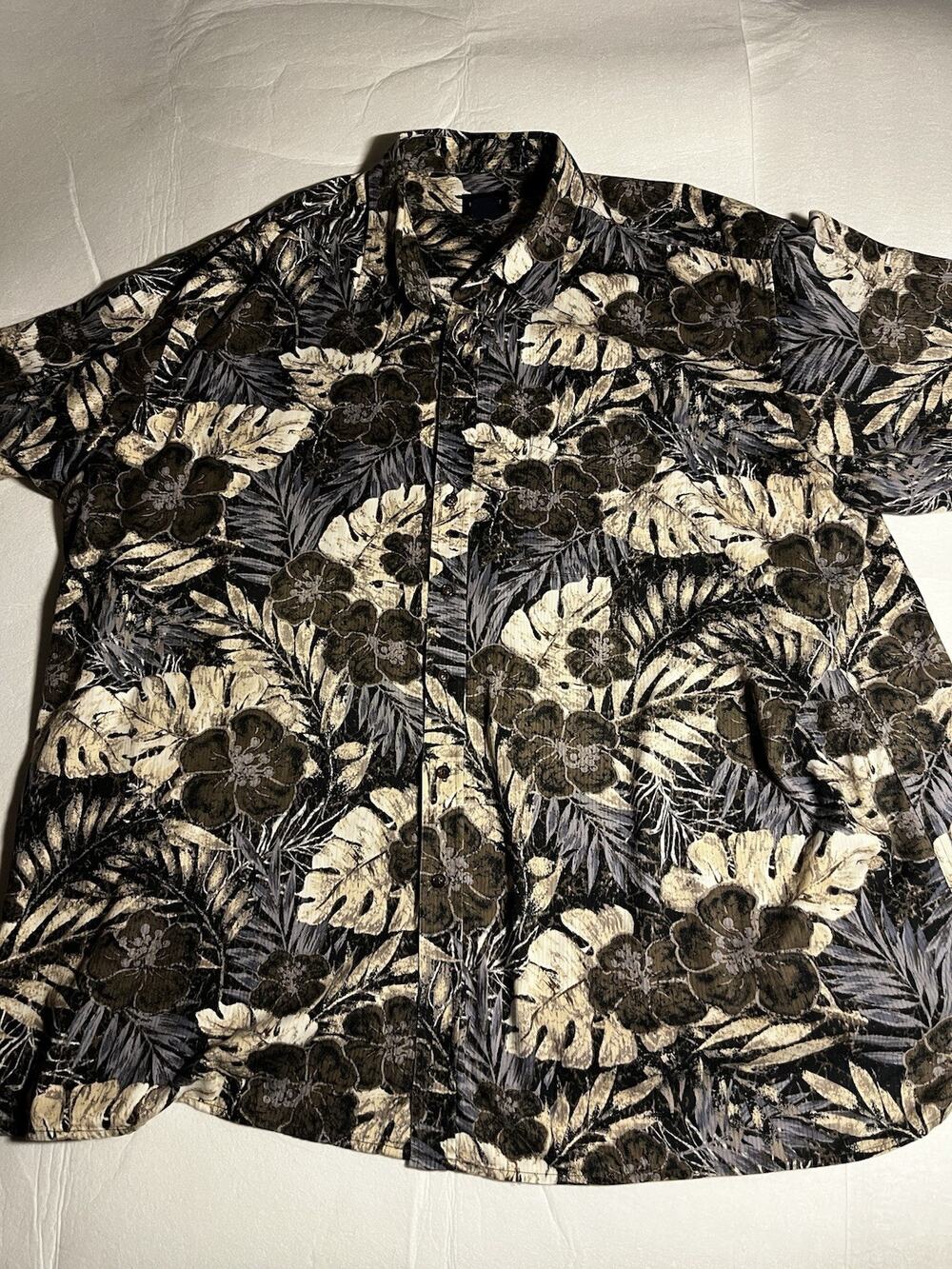 Harbor Bay Shirt Mens 4XL Hawaiian Tropical Floral Button Up Big & Tall Aloha